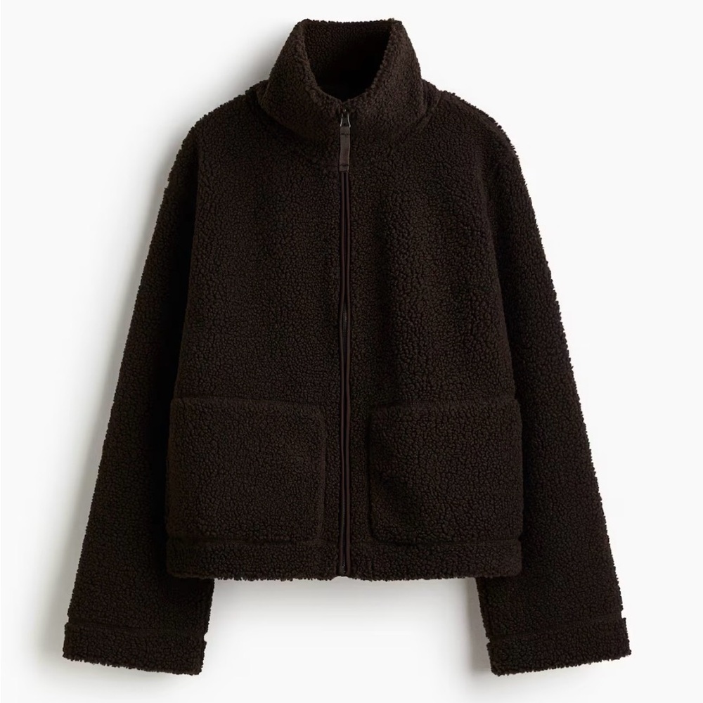 H&M Brown Teddy Zip-Up Jacket